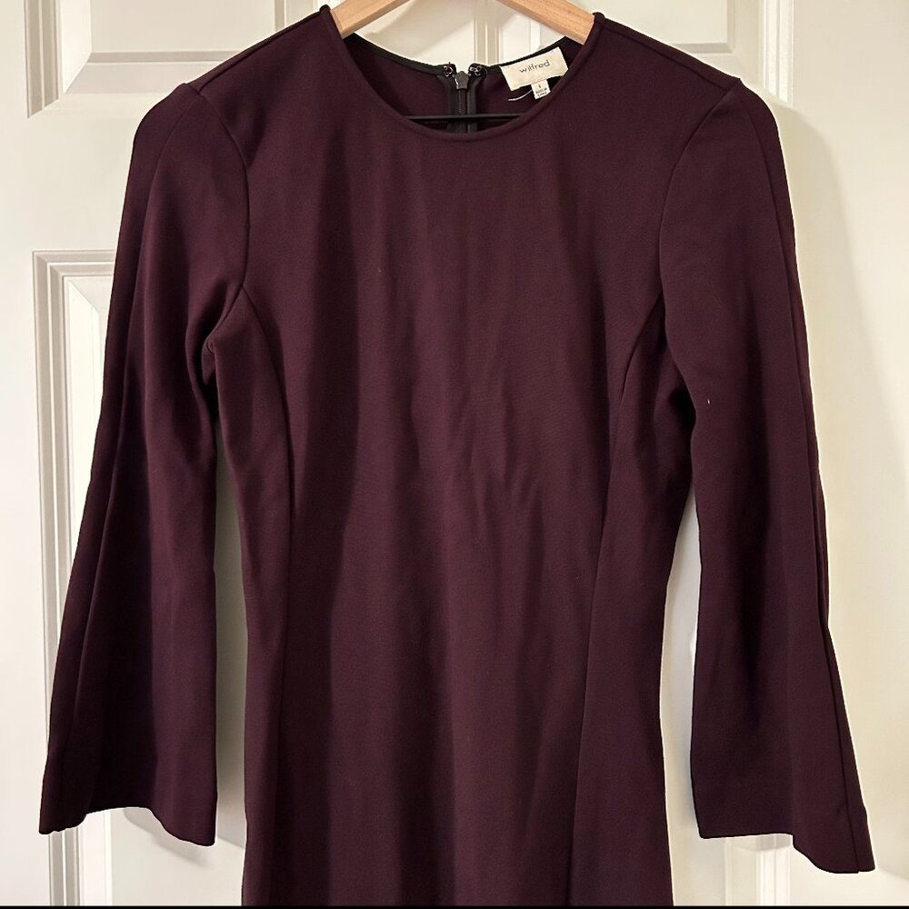 Wilfred Dark Purple Long Flared Sleeve Dress (size s)